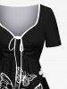 Robe hawaïenne grande taille à imprimé papillon et ceinture - Noir XXS