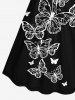 Robe hawaïenne grande taille à imprimé papillon et ceinture - Noir XXS