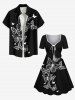 Plus Size Butterfly Print Cinched Hawaii Dress -  