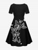 Plus Size Butterfly Print Cinched Hawaii Dress -  