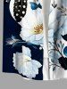 Chemise hawaïenne à imprimé floral, feuilles et branches, grande taille, avec poche boutonnée, pour hommes - Bleu profond M