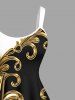 Plus Size Colorblock Floral Pattern Print Tank Dress -  
