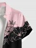 Chemise hawaïenne grande taille pour homme, à imprimé colorblock de fleurs d'hibiscus et de feuilles, boutons et poche. - Rose clair 6XL