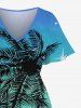 Robe midi fendue hawaïenne à imprimé ombré mer et ciel CoconuT Tree, grande taille - Bleu Ciel 2X
