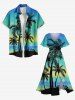 Robe midi fendue hawaïenne à imprimé ombré mer et ciel CoconuT Tree, grande taille - Bleu Ciel 2X