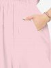 Plus Size Hibiscus Flowers Leaf Colorblock Print Split Hawaii Midi Dress -  