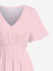 Plus Size Hibiscus Flowers Leaf Colorblock Print Split Hawaii Midi Dress -  