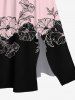Plus Size Hibiscus Flowers Leaf Colorblock Print Split Hawaii Midi Dress -  
