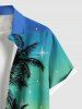 Chemise hawaïenne grande taille pour homme, imprimé ciel et mer ombré, cocotier, boutons et poche. - Bleu Ciel 6XL
