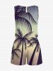 Plus Size Coconut Tree Ombre Print Cinched Hawaii Romper -  
