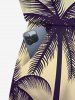 Combinaison hawaïenne grande taille à imprimé ombré de cocotiers et ceinture - Bleu Marine 1X