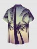 Chemise hawaïenne grande taille pour homme, imprimé ombré cocotier, boutons et poche. - Bleu de Minuit 6XL