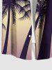 Chemise hawaïenne grande taille pour homme, imprimé ombré cocotier, boutons et poche. - Bleu de Minuit 6XL