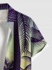 Chemise hawaïenne grande taille pour homme, imprimé ombré cocotier, boutons et poche. - Bleu de Minuit 6XL
