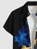 Chemise hawaïenne à imprimé ruban en mousseline fumée grande taille pour homme - Noir L