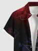 Chemise à poches boutonnées grande taille pour homme, imprimé floral hawaïen dégradé, style peinture à l'encre - Noir XL