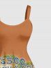 Robe débardeur hawaïenne grande taille imprimée cocotiers flamants roses paysage marin jus de fruits - Orange M