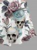 Plus Size Skulls Rose Flowers Print Cold Shoulder Crisscross Hawaii Maxi Dress -  