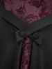 Robe Vintage Grande Taille avec Flocage de Fleurs Roses, Patchwork, Volants et Épaules Dénudées - Noir 4X | US 26-28