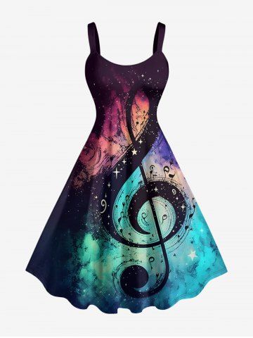 Robe hawaïenne grande taille à imprimé galaxie ombré et symboles musicaux - CONCORD - S