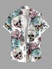 Tenue de plage hawaïenne assortie grande taille à imprimé de crânes et de roses pour couples - Blanc 