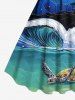 Turtle Sea Wave Coconut Tree Moon Ombre Galaxy Print Plus Size Matching Hawaii Beach Outfit For Couples -  