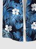 Ensemble de plage hawaïen assorti grande taille à imprimé fleurs et feuilles de cocotier pour couples - Bleu 