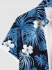 Ensemble de plage hawaïen assorti grande taille à imprimé fleurs et feuilles de cocotier pour couples - Bleu 