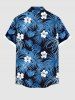 Ensemble de plage hawaïen assorti grande taille à imprimé fleurs et feuilles de cocotier pour couples - Bleu 