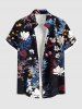 Matching Hawaii Shirt and Romper Plus Size Beach Outfit Tropical Leaf Branch Flower Print For Couples -  