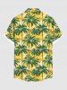 Plus Size Coconut Tree Print Buttons Pocket Hawaii Shirt For Men -  