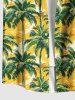 Plus Size Coconut Tree Print Buttons Pocket Hawaii Shirt For Men -  