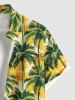 Plus Size Coconut Tree Print Buttons Pocket Hawaii Shirt For Men -  