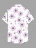 Plus Size Daisy Flowers Print Buttons Pocket Hawaii Shirt For Men -  