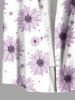 Plus Size Daisy Flowers Print Buttons Pocket Hawaii Shirt For Men -  
