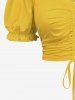 Débardeur à épaules dénudées, froncé et froncé, grande taille - Jaune 2X