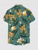 Chemise hawaïenne à imprimé floral, feuilles et branches, grande taille, avec poche boutonnée, pour hommes - Vert profond S
