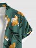 Chemise hawaïenne à imprimé floral, feuilles et branches, grande taille, avec poche boutonnée, pour hommes - Vert profond S
