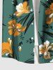 Chemise hawaïenne à imprimé floral, feuilles et branches, grande taille, avec poche boutonnée, pour hommes - Vert profond S