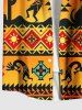 Plus Size Sun Dog Ethnic Pattern Print Buttons Pocket Hawaii Shirt For Men -  