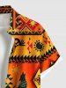 Plus Size Sun Dog Ethnic Pattern Print Buttons Pocket Hawaii Shirt For Men -  