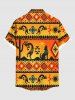 Plus Size Sun Dog Ethnic Pattern Print Buttons Pocket Hawaii Shirt For Men -  