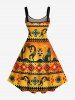 Plus Size Sun Dog Ethnic Pattern Print Hawaii Tank Dress -  