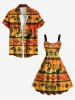 Robe débardeur hawaïenne à imprimé ethnique Sun Dog grande taille - Orange 3X
