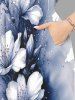 Robe midi hawaïenne fendue à imprimé floral et éclaboussures de peinture grande taille - Blanc 5X