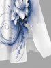 Robe midi hawaïenne fendue à imprimé floral et éclaboussures de peinture grande taille - Blanc 5X