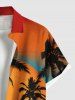 Chemise hawaïenne grande taille pour homme, imprimé coucher de soleil sur la mer et cocotiers, boutons et poche. - Orange M
