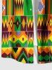 Plus Size Ethnic Pattern Print Buttons Pocket Shirt For Men -  