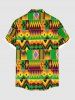 Plus Size Ethnic Pattern Print Buttons Pocket Shirt For Men -  