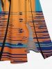 Robe midi fendue hawaïenne grande taille imprimée cocotier coucher de soleil sur la mer - Orange L